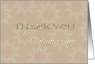 Volunteer Thank You in a sophisticated Pale Taupe and Gold card