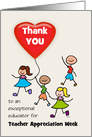Teacher Appreciation Week Thank You Educator Kids Heart Balloon Custom card