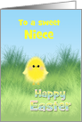 Niece Easter Cute Fluffy Chick in Grass Custom Relation card
