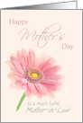 Mother-in-Law Happy Mother’s Day Pink Gerbera Daisy on Shell Pink card