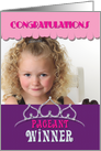 Pageant Winner Congratulations Winner Tiara in Purple Photo Card