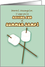 Goddaughter Summer Camp Humorous Thinking of You Marshmallows Sticks card