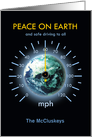 Automotive Theme Christmas Holiday Speedometer around Earth 60 mph card