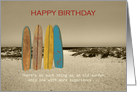 Happy Birthday Vintage Surfboards by Ocean Getting Older Surfer Humor card