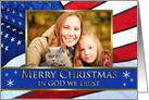 In GOD we Trust Merry Christmas Patriotic U.S. Flag Photo card