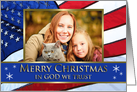Military In GOD we Trust Christian Patriotic Christmas Photo card