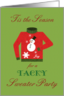 Tacky Sweater Christmas Party Invitation Knitted Sweater with Snowman card