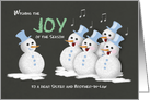 Chalkboard Sister and Brother-in-Law Joy of the Season Jolly Snowmen card