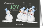 Madison Chalkboard Christmas Joy Jolly Snowmen Custom Text card