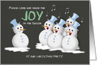 Christmas Party Invitation Joy of the Season Jolly Snowmen Custom card