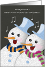 Christmas Caroling Invitation Jolly Singing Snowman Couple Custom card