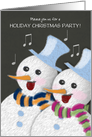 Christmas Party Invitation Jolly Singing Snowman Couple Custom card