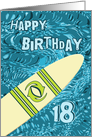Surfer 18th Birthday with Surfboard in Ocean Graphic card