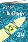 Surfer 29th Birthday with Surfboard in Ocean Graphic card