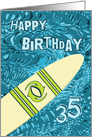 Surfer 35th Birthday with Surfboard in Ocean Graphic card