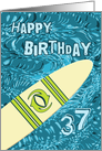 Surfer 37th Birthday with Surfboard in Ocean Graphic card