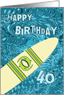 Surfer 40th Birthday with Surfboard in Ocean Graphic card