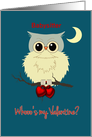 Babysitter Valentine’s Day Cute Owl Humor Whoo’s my Valentine? card