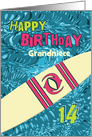 Surfer Grandniece Custom 14th Birthday with Surfboard in Ocean card