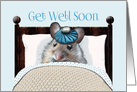 Get Well Soon Cute Mouse in Bed with Ice Bag on Head card