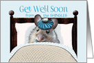 Shingles Get Well Soon Cute Mouse in Bed with Ice Bag on Head card