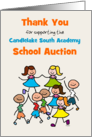 School Auction Thank you for Support Stick Figure Kids Custom Text card