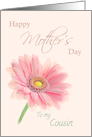 Cousin Happy Mother’s Day Pink Gerbera Daisy on Shell Pink card