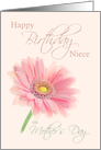 Niece, Mother’s Day Birthday Pink Gerbera Daisy on Shell Pink card