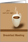 Breakfast Meeting Invitation Hot Steaming Coffee in Cream Mug card