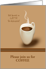 Meeting Over Coffee Invitation Hot Steaming Coffee in Cream Mug card