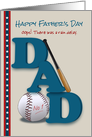 Belated Father’s Day Baseball Bat and Baseball No 1 Dad Stars Stripes card
