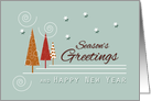 Pattern Trees Modern Season’s Greetings with Swirls and Snowflakes card