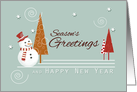 Red Hat Snowman Season’s Greetings Trees Personal or Business Use card