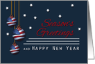 Patriotic Season’s Greetings Business Personal American Flag Ornaments card