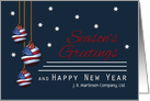 Custom Business Patriotic Season’s Greetings American Flag Ornaments card