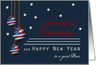 Boss Patriotic Season’s Greetings Custom American Flag Ornaments card