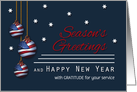 Military Patriotic Season’s Greetings Custom American Flag Ornaments card