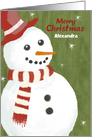 Alexandra Custom Red Hat Cute Snowman Merry Christmas Woolen Scarf card