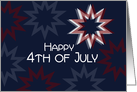 Happy 4th of July Patriotic Red White and Blue Stars Dark Night Sky card
