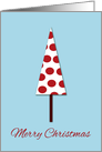 Red Polka Dot Tree Simple and Cute Merry Christmas on Blue card