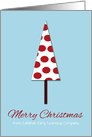 Business Red Polka Dot Tree Simple and Cute Merry Christmas on Blue card