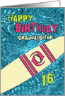 Surfer Granddaughter 16th Birthday with Surfboard in Ocean Cowabunga! card