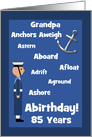 Grandpa Custom 85th Birthday British Navy Sailor Nautical Word Humour card