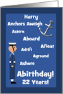 Harry Custom 22nd Birthday British Navy Sailor Nautical Word Humour card