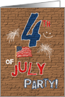 4th of July Party Invitation Chalk on Bricks Urban Graffiti Look card