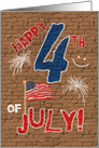 Happy 4th of July Chalk on Bricks Urban Graffiti Look card