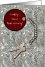 Realtor to Client Custom Happy House Anniversary House Keys Tag on Marble card