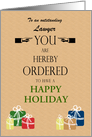 Lawyer Business Christmas Humor with Presents Custom Text card