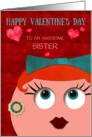 Sister Quirky Hipster Retro Gal Valentine’s Day Custom Relation card