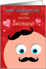 Girlfriend Away at College Valentine’s Day Retro Guy Mustache Custom card